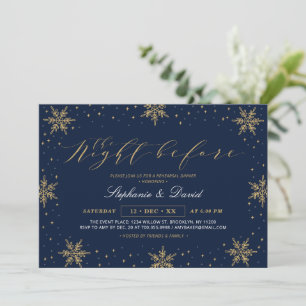 Goud & Navyblauwe Winter Oefenavond Eetfeest Kaart