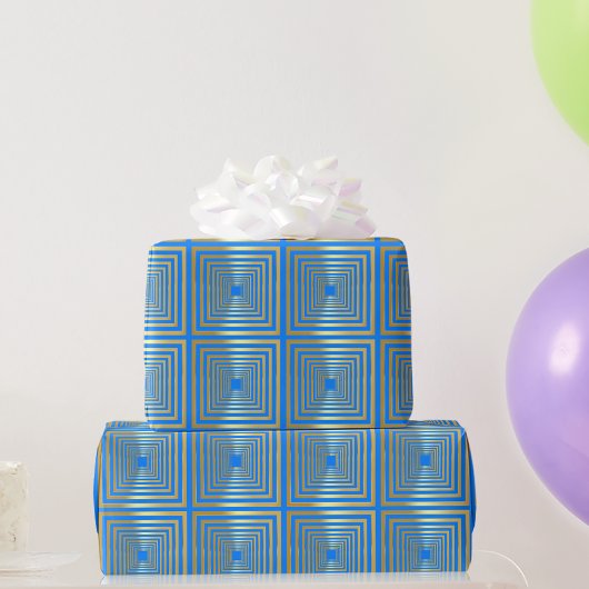 Goud neon blauw luxe Wrapping Paper Cadeaupapier