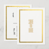Goud Nep Folie Wit Elegant Minimaal Save the Date Aankondigingskaart (Voorkant / Achterkant)