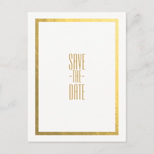 Goud Nep Folie Wit Elegant Minimaal Save the Date Aankondigingskaart (Voorkant)