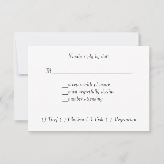 Goud, Nep Satijnen Lint, Elegant, Op Maat, Reactie RSVP Kaartje (Achterkant)