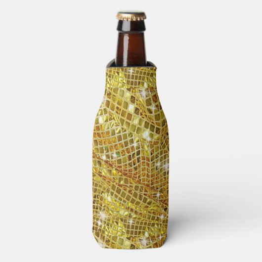 Goud, nepschittering, flessenkoeler flesjeskoeler (Fles Voorkant)