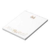 Goud Neutraal Pop Dog Patroon Elegant Monogram Notitieblok (Linkerzijde)