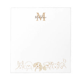 Goud Neutraal Pop Dog Patroon Elegant Monogram Notitieblok