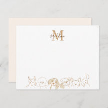 Goud Neutraal Pop Dog Patroon Elegant Monogram