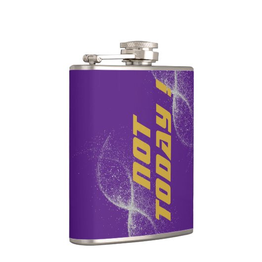 Goud "NIET VANDAAG!" met Silver Glitter op Paarse  Heupfles (Rechts)