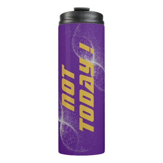 Goud "NIET VANDAAG!" met Silver Glitter op Paarse Thermosbeker (Voorkant)