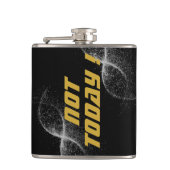 Goud "NIET VANDAAG!" met Silver Glitter op zwart | Heupfles (Voorkant)