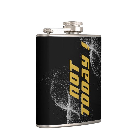 Goud "NIET VANDAAG!" met Silver Glitter op zwart | Heupfles (Rechts)