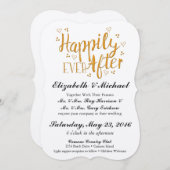 Goud nog lang en gelukkig na huwelijksuitnodiging kaart (Voorkant / Achterkant)