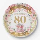 Goud nummer 80 Party Paper Borden Papieren Bordje (Voorkant)