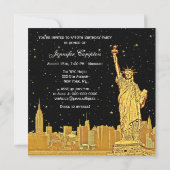 Goud NYC Silhouette #2 Ets Ster DIY BG SQ Sweet 16 Kaart (Achterkant)