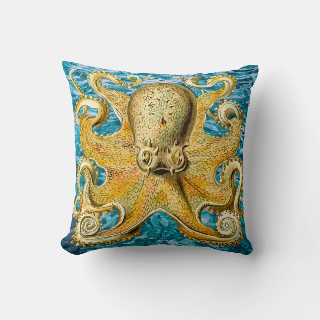 Goud Octopus Ocean golft decor kussen (Voorkant)