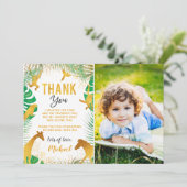 Goud Oerwoud Dieren Foto Birthday Hartelijk dank Bedankkaart (Staand voorkant)