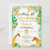 Goud Oerwoud dieren Safari Boys Birthday Kaart (Voorkant)