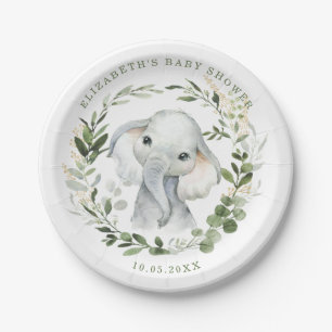 Goud Oerwoud Elephant Baby shower Papieren Bordje