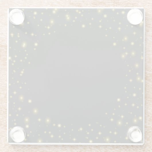 Goud of geel op zwarte sparken en sterren glazen onderzetter (Achterkant)