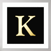 Goud of Zilver Initiaal Letter | Zwart Folie Afdrukken (Voorkant)