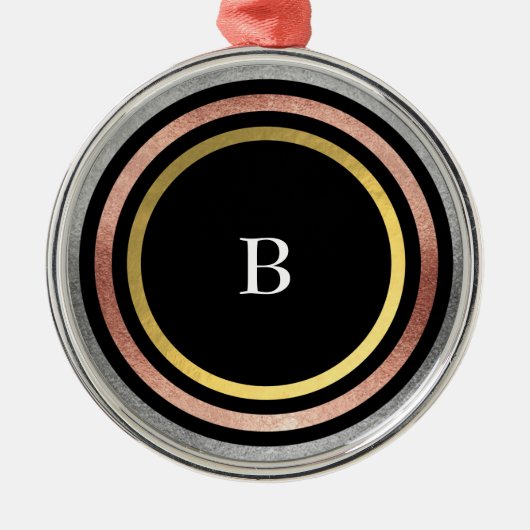 Goud oliecirkelmonogram metalen ornament (Voorkant)