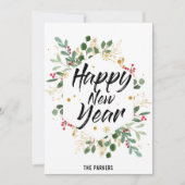 Goud-oliefabriek | Nieuwjaar Rode Berry Feestdagenkaart (Voorkant)