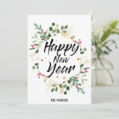 Goud-oliefabriek | Nieuwjaar Rode Berry Feestdagenkaart (Staand voorkant)