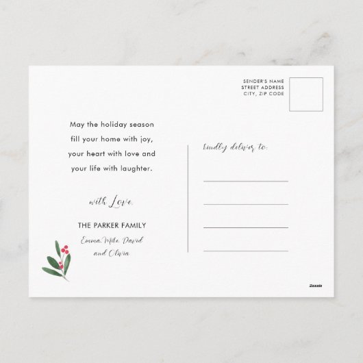 Goud-oliefabriek | Nieuwjaar Rode Berry Feestdagenkaart (Achterkant)