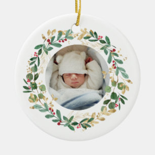 Goud olievlek Baby Eerste Kerstroze Keramisch Ornament