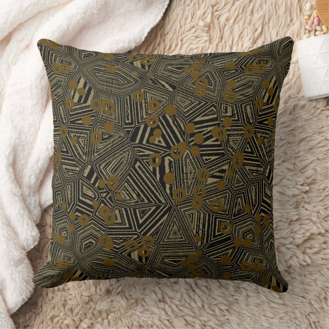Goud olijf en zwart geometrisch abstract kussen (Deken)
