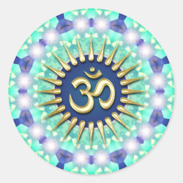 Goud OM Groen Blauw Mandala Meditatie Yoga Sticker