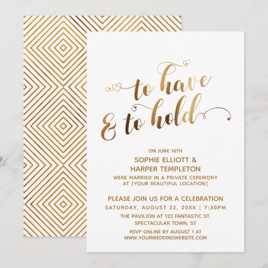 Goud om na de bruiloft te hebben en te houden kaart (Voorkant / Achterkant)