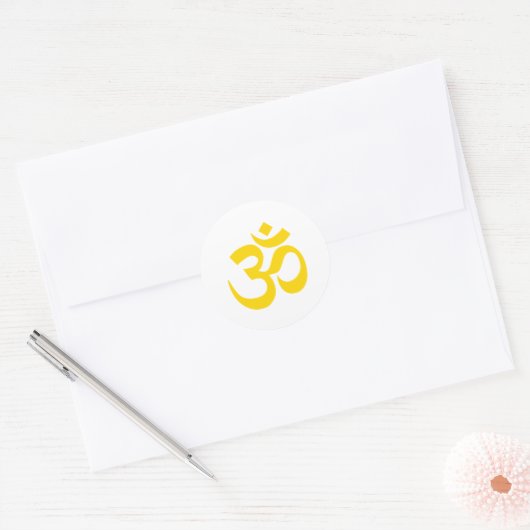 Goud OM-symbool Ronde Sticker (Envelop)