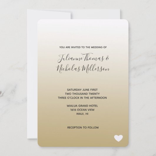 Goud Ombre hart bruiloft Kaart (Voorkant)