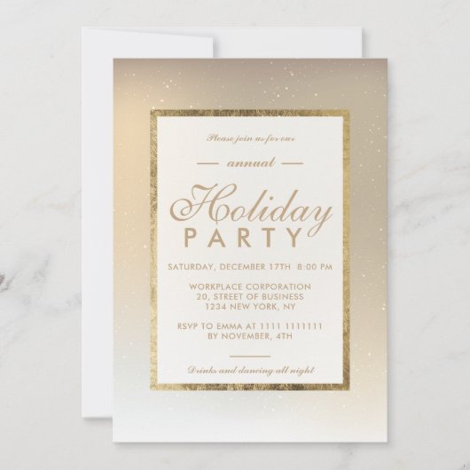 Goud ombre metal-sneeuw wintervakantie kaart (Voorkant)