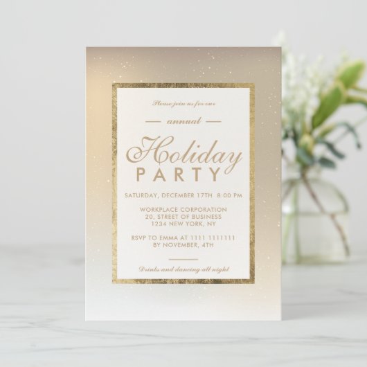 Goud ombre metal-sneeuw wintervakantie kaart (Staand voorkant)