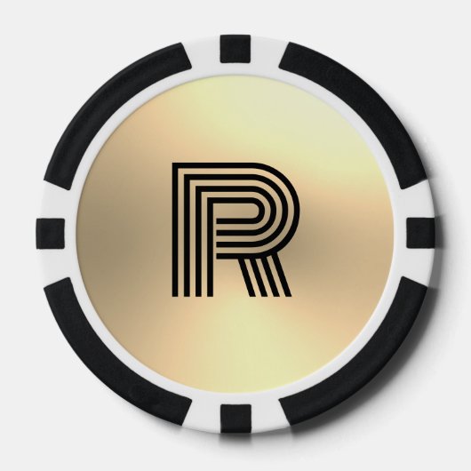 Goud Ombre Monogram Poker Chips (Voorkant)
