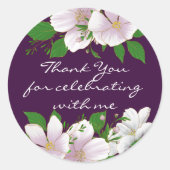 Goud omlijnd Floral Paarse Ronde Sticker (Voorkant)