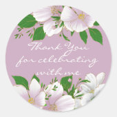 Goud omlijnde bloemen op roze ronde sticker (Voorkant)