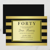 Goud omlijst 40e verjaardag kaart (Voorkant / Achterkant)