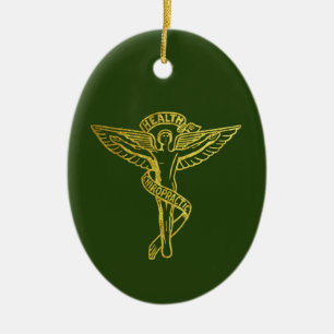 Goud omtrek van het medische symbool Chiropractic Keramisch Ornament