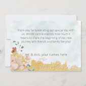 Goud ondergedompeld bloemen bruiloft bedankkaart (Achterkant)