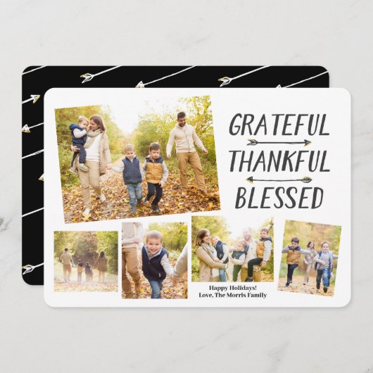 Goud ondergedompelde pijlen dankbaar dankbaar geze feestdagenkaart (Voorkant / Achterkant)