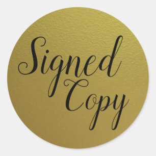Goud Ondertekende Kopie Schrijver Auteur Typografi Ronde Sticker