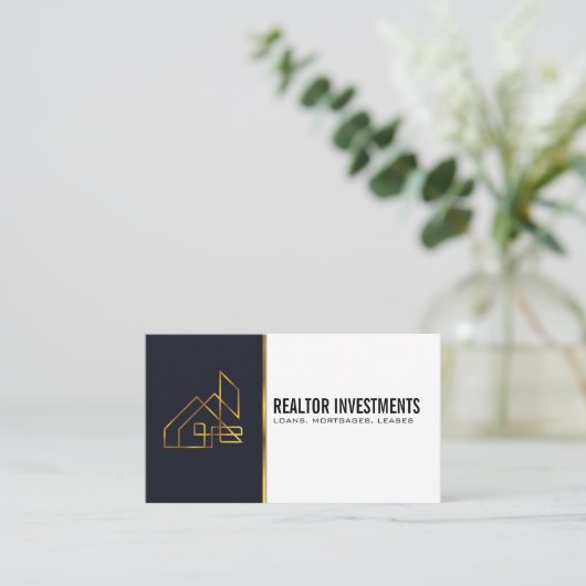 Goud Onroerend Goed Logo Visitekaartje (Staand voorkant)