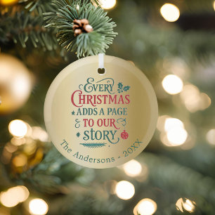Goud onze verhaal typografie Kerstmis Glas Ornament