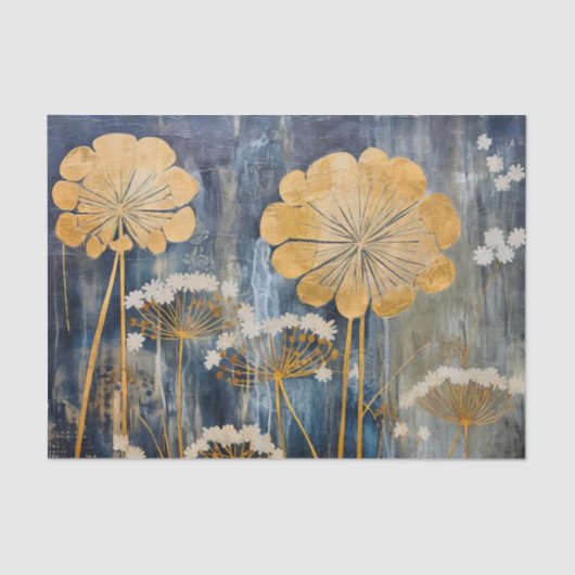 Goud Oosters Bloemen Tissuepapier (Voorkant)