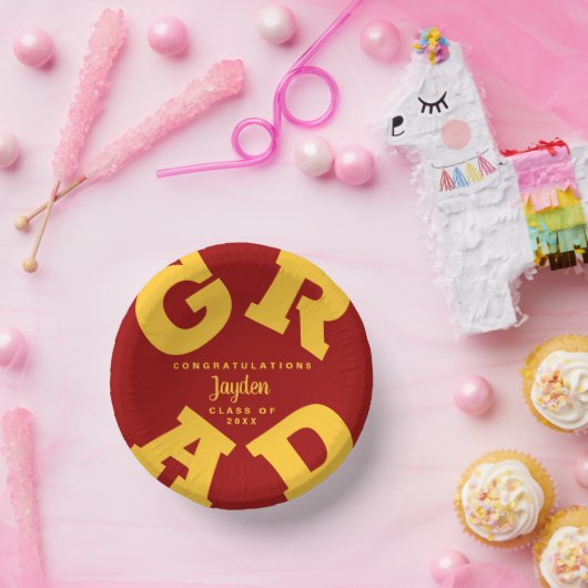 Goud op Afstuderen van Cardinaal Red Bold Papieren Kommen (Feest)