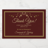 Goud op Auburn Brown Wedding Bedankt Mini Likeurfles Etiket (Enkel label)