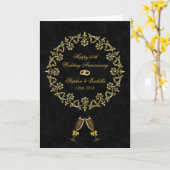  goud op Black 50th Wedding Jubileum Kaart (Gele Bloem)