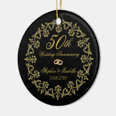  goud op Black 50th Wedding Jubileum Keramisch Ornament (Links)