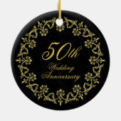  goud op Black 50th Wedding Jubileum Keramisch Ornament (Achterkant)